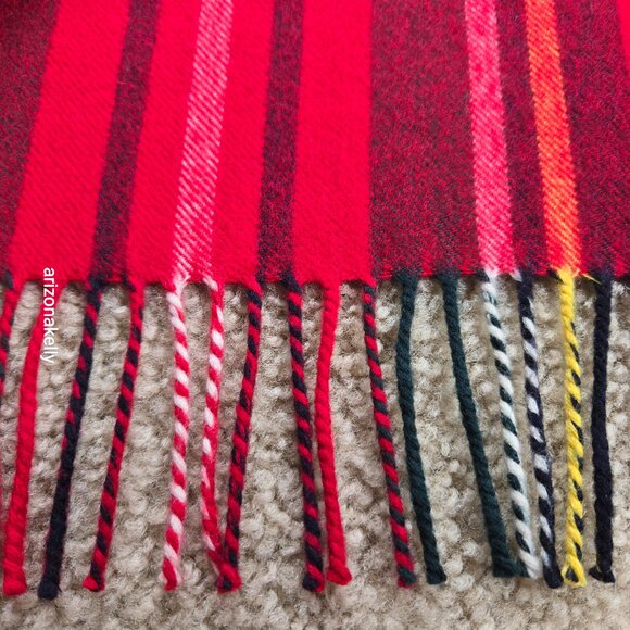 Vineyard Vines Merino Wool Tartan Wrap Red Plaid Soft - Picture 10 of 16